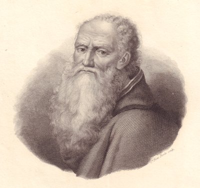 意大利画家Bernardino Luini（约1481-1532）的肖像，Caterina Piotti-Pirola根据Luini的自画像进行的铜版画。 作者 William Walcutt