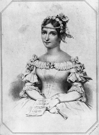 法国女高音Laura Cinti-Damoreau（1801-1863）的肖像，石版画 作者 塞维里尼