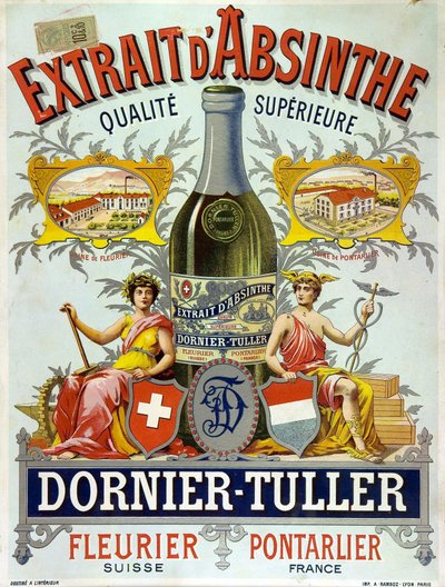 苦艾酒广告 DOrnier Tuller，色版画 1890年 作者 弗雷德里克（致）巴纳德
