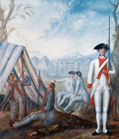 美国革命战争期间法国步兵的制服，水粉画，尼古拉斯-霍夫曼，美国 作者 塞维里尼
