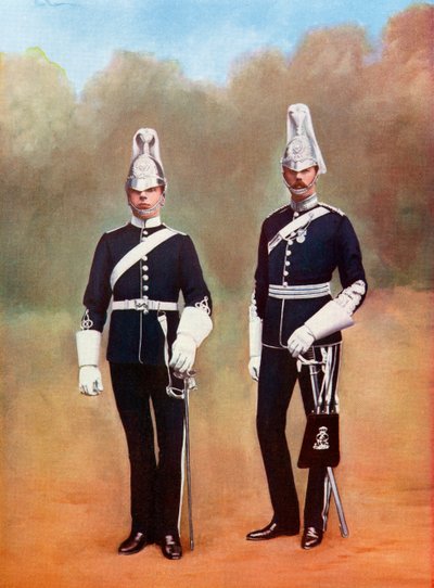 约克郡骑兵队，军官和士兵，摘自《约克郡图片史》，约1900年出版 作者 费迪南德·乔治·沃尔德米勒
