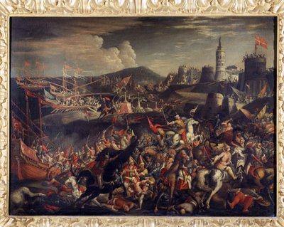 Attack of the Saracens on the Island of Malta, defended by the Knights Hospitaller in 1565 作者 Italian School
