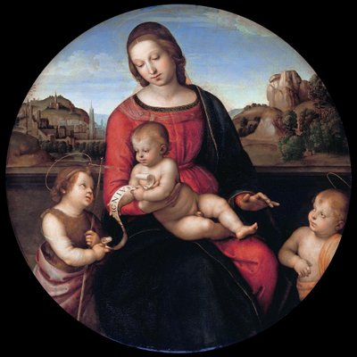 玛丽与孩子，施洗约翰和圣洁男孩（Madonna Terrranuova） 作者 Raphael