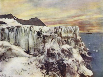 Spitzbergen，岩石海岸的景色 作者 在A. Langfier之后