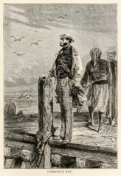 侦探修复，由朱尔斯凡尔纳（1828-1905）来自世界各地，由路易斯杜蒙（1822年）刻，1873年 作者 在Alphonse Marie de Neuville之后