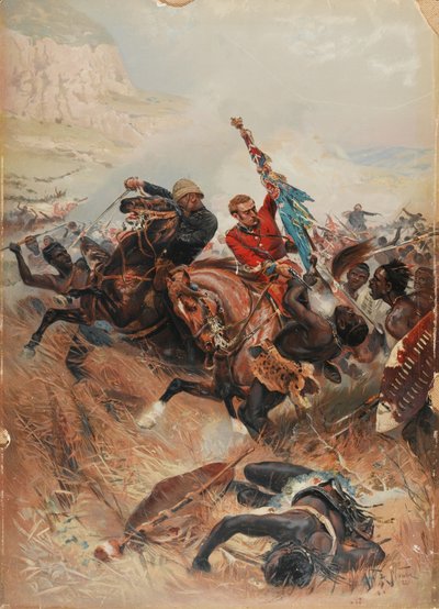 中尉Melville和Coghill拯救颜色，1879年祖鲁战争，1881年（chromolitho） 作者 在Alphonse Marie de Neuville之后