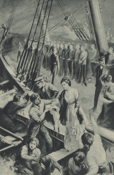 当船在水中坠落时，伯肯黑德的人们会立即引起注意 作者 after Charles Mills Sheldon