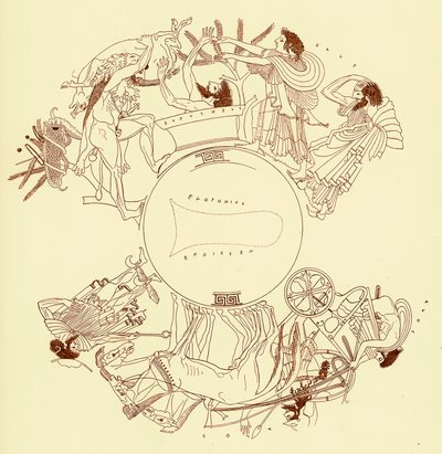 Herakles和Eurystheus，JE Harrison和DS MacColl的希腊花瓶绘画插图，1894年出版（数字增强图像） 作者 放学后