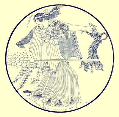 Maenad，来自JE Harrison和DS MacColl的希腊花瓶画的插图，1894年出版（数字增强图像） 作者 放学后
