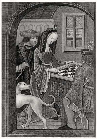 玩国际象棋，由T.弗莱雕刻 作者 放学后