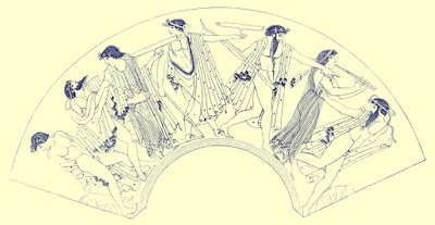 由Brygos狂欢，来自JE Harrison和DS MacColl的希腊花瓶绘画插图，1894年出版（数字增强图像） 作者 放学后