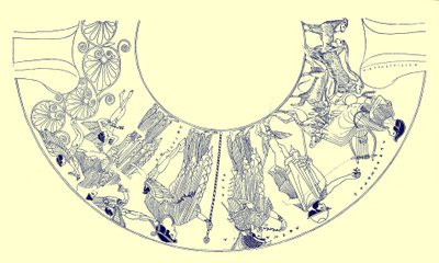 巴黎的审判，JE Harrison和DS MacColl的希腊花瓶绘画插图，1894年出版（数字增强图像） 作者 放学后
