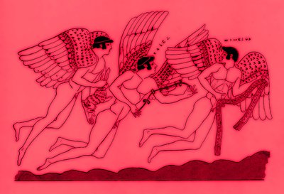 三个有翅膀的爱神，来自JE Harrison和DS MacColl的希腊花瓶画的插图，出版于1894年（数字增强图像） 作者 放学后