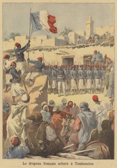 在廷巴克图举起法国国旗 作者 after Frederic Theodore Lix