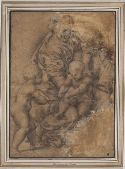 圣洁家庭与施洗约翰婴儿。取材于朱利奥-罗马诺的《加塔圣母》（Madonna della Gatta）。 作者 在朱利奥罗马诺之后