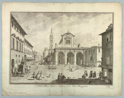 佛罗伦萨景色，选自 "Scelta di XXIV Vedute delle principali contrade, piazze, chiese, e palazzi della Città di Firenze "的图版。 作者 在朱塞佩·佐基之后