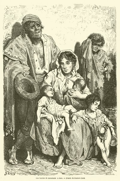 哈恩的一个乞丐家庭 作者 Gustave after Dore