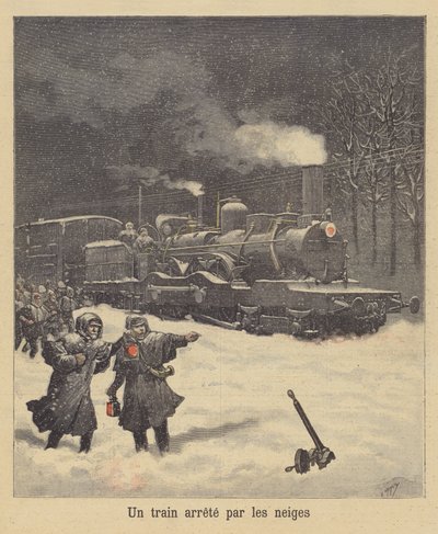 一列火车停在雪地上 作者 在Henri Meyer之后