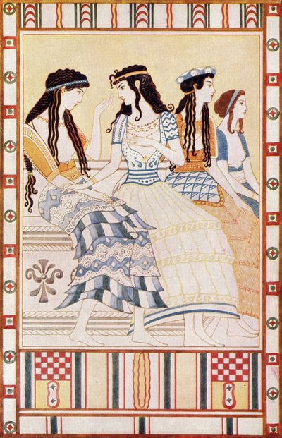米诺斯法院的女士们，唐纳德·麦肯齐的“克里特神话与欧洲前希腊”的插图，1917年出版 作者 在约翰·邓肯之后
