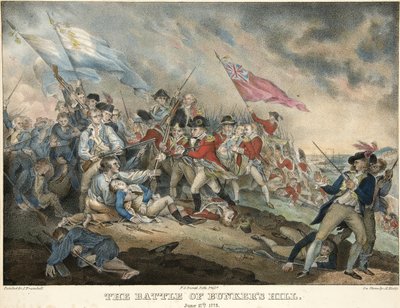 1775年6月17日，Bunkers Hill战役由Alfred Hoffy（1790-1860）雕刻，酒吧。 1786年（手工彩色雕刻） 作者 在约翰·特朗布尔之后