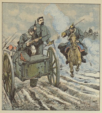 Dufresne元帅用反对普鲁士骑兵的左轮手枪保卫自己 作者 after Louis Charles Bombled