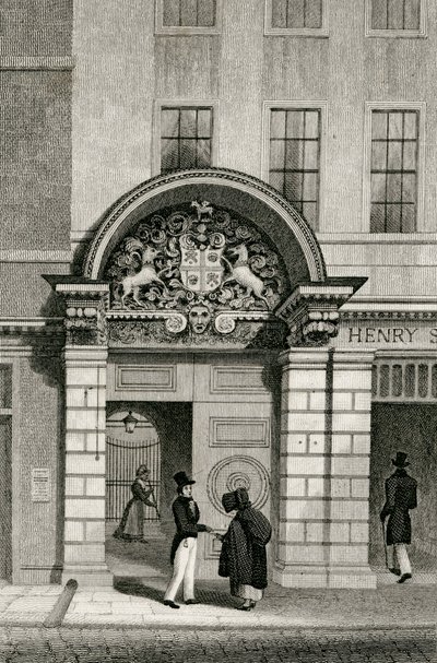 1830年，Monkwell街的理发师外科医生大厅 作者 牧羊人之后的托马斯·霍斯默