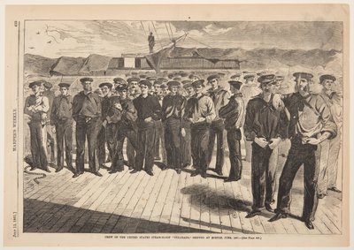 美国蒸汽帆船 "科罗拉多 "号的船员，1861 年 6 月在波士顿装运，摘自《哈珀周刊》，1861 年 7 月 13 日，第 439 页。 作者 在温斯洛荷马之后