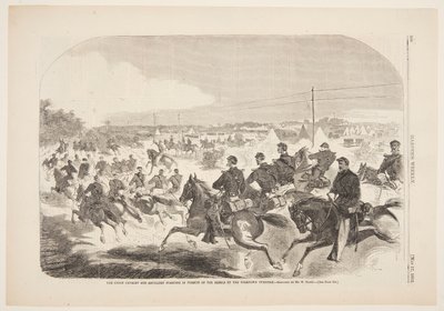 联邦骑兵和炮兵开始沿约克镇公路追击叛军 作者 Harper and Bros.，纽约，纽约，美国