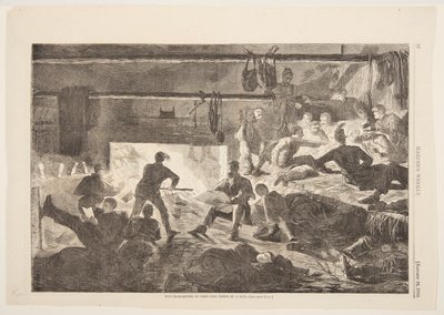 营地的冬季栖息地--小屋内部 作者 Harper and Bros.，纽约，纽约，美国