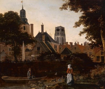 荷兰语：Stadsgezicht te Rotterdam met de Sint Laurenstoren 鹿特丹的景色，以及圣劳伦斯宫的塔楼 作者 匿名的