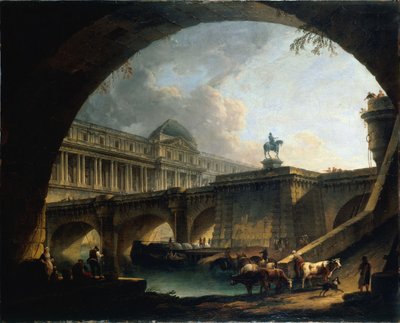 法文: Caprice architectural : un palais inspiré du Louvre et le Pont-Neuf s