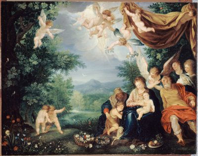 法文：Le Repos de la Sainte Famille pendant la fuite en Égypte（圣家族在逃往埃及途中休息） 作者 匿名的