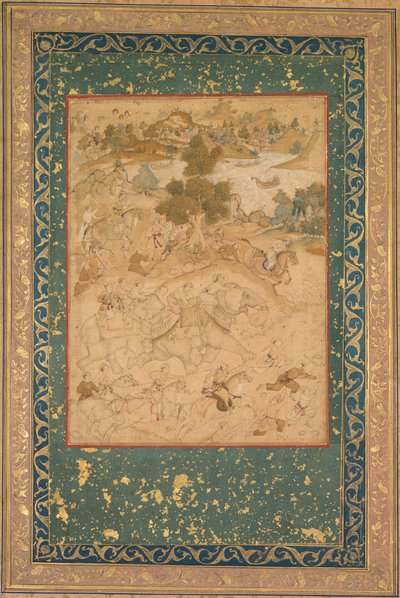 1564 年，阿克巴在马尔瓦监督捕获野象，选自 Abu