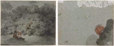 拾柴人（正面） 从下往上看的头部研究（背面） 作者 归功于 Francisque Millet