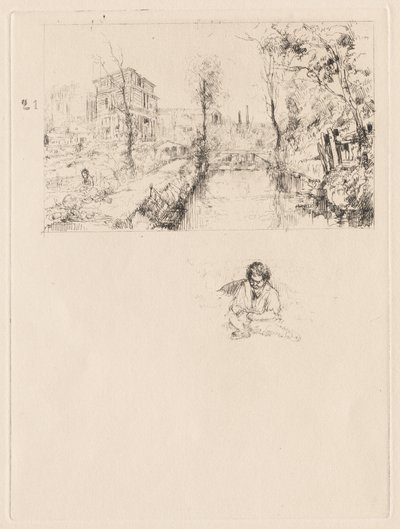 [有桥和孩子的风景］ 作者 归功于让·路易斯·里希特