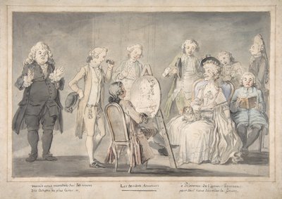 讽刺性的绘画。艺术家画老太太的肖像，1729-1804。 作者 归功于彼得罗·安东尼奥·诺维利。