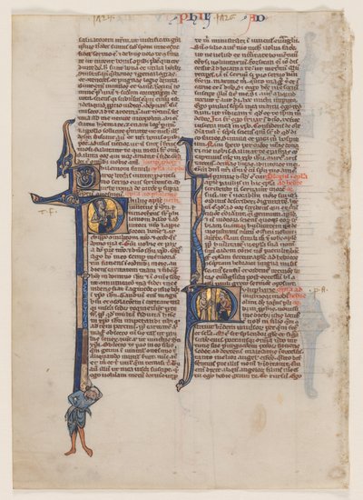 拉丁文圣经的叶片：首字母 P：圣保罗与剑和书 作者 circle or workshop of William de Brailes
