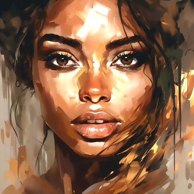 抽象美丽的棕色女人画，自然美，墙壁艺术印刷品 作者 法赫塔利·阿卜杜勒拉希姆