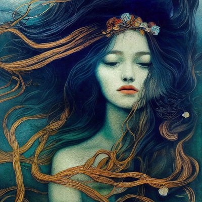 美丽女孩的头发在风中舞动，写实抽象画布、 作者 法赫塔利·阿卜杜勒拉希姆