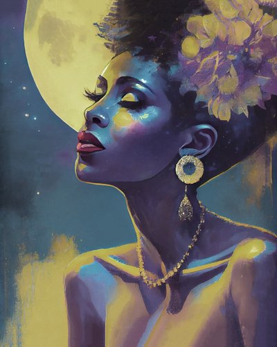 美丽的女士，复古肖像画，帆布按需打印 作者 F. Abderrahim