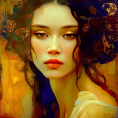 美丽的女人肖像，吸引人的抽象女孩的脸，帆布打印 作者 法赫塔利·阿卜杜勒拉希姆