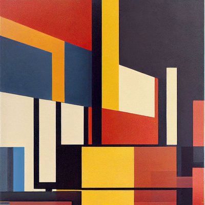 画布上的几何形状绘画，按需打印 作者 F. Abderrahim