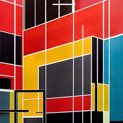 画布上的建筑几何图形，墙面艺术印刷品 作者 F. Abderrahim