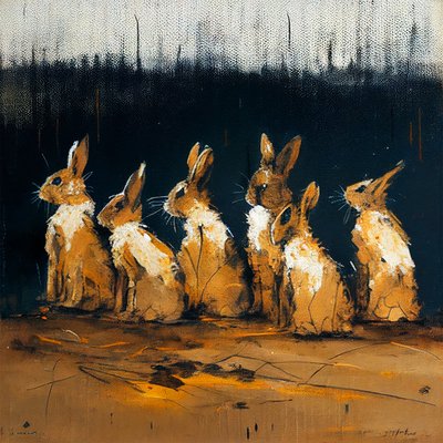 兔子绘画具有具象风格，墙壁艺术版画 作者 法赫塔利·阿卜杜勒拉希姆