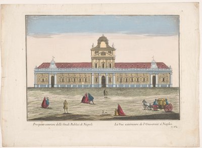那不勒斯大学的视图 Prospetto Esteriore delli Studi Publici di Napoli（物体上的标题） 作者 雷蒙迪尼家族（归属于）