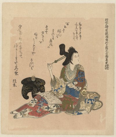 马取田治郎收藏的古代宫女虞姬画像
田治郎虞姬之御がもそはまとりあ（物上题名） 作者 大石马托拉