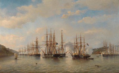 1864 年 9 月，法国指挥官康斯坦特-若雷（Constant Jaurès）率领远征期间，日本水域的荷兰、英国、法国和美国中队 作者 琼凯尔·雅各布·爱德华·范·亨斯科克