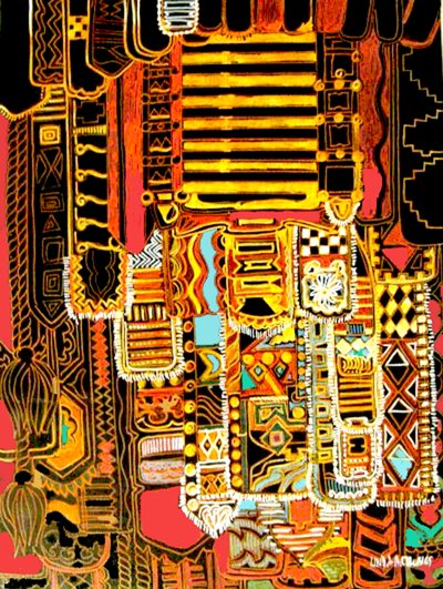 原住民图案，2014 年（混合媒介） 作者 琳达·亚瑟（Linda Arthur）