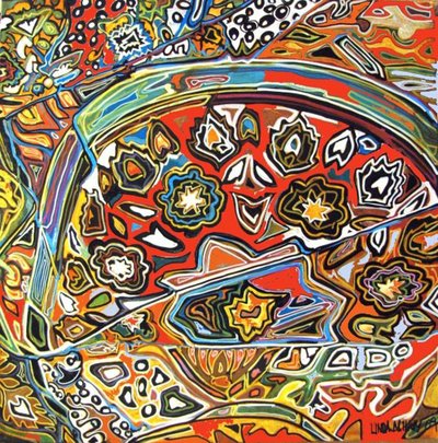 埃及 wprl》细节，2016 年（混合、丙烯、墨水、油彩） 作者 琳达·亚瑟（Linda Arthur）