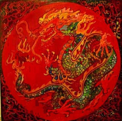 龙，2016（混合、丙烯、墨水、油彩） 作者 琳达·亚瑟（Linda Arthur）